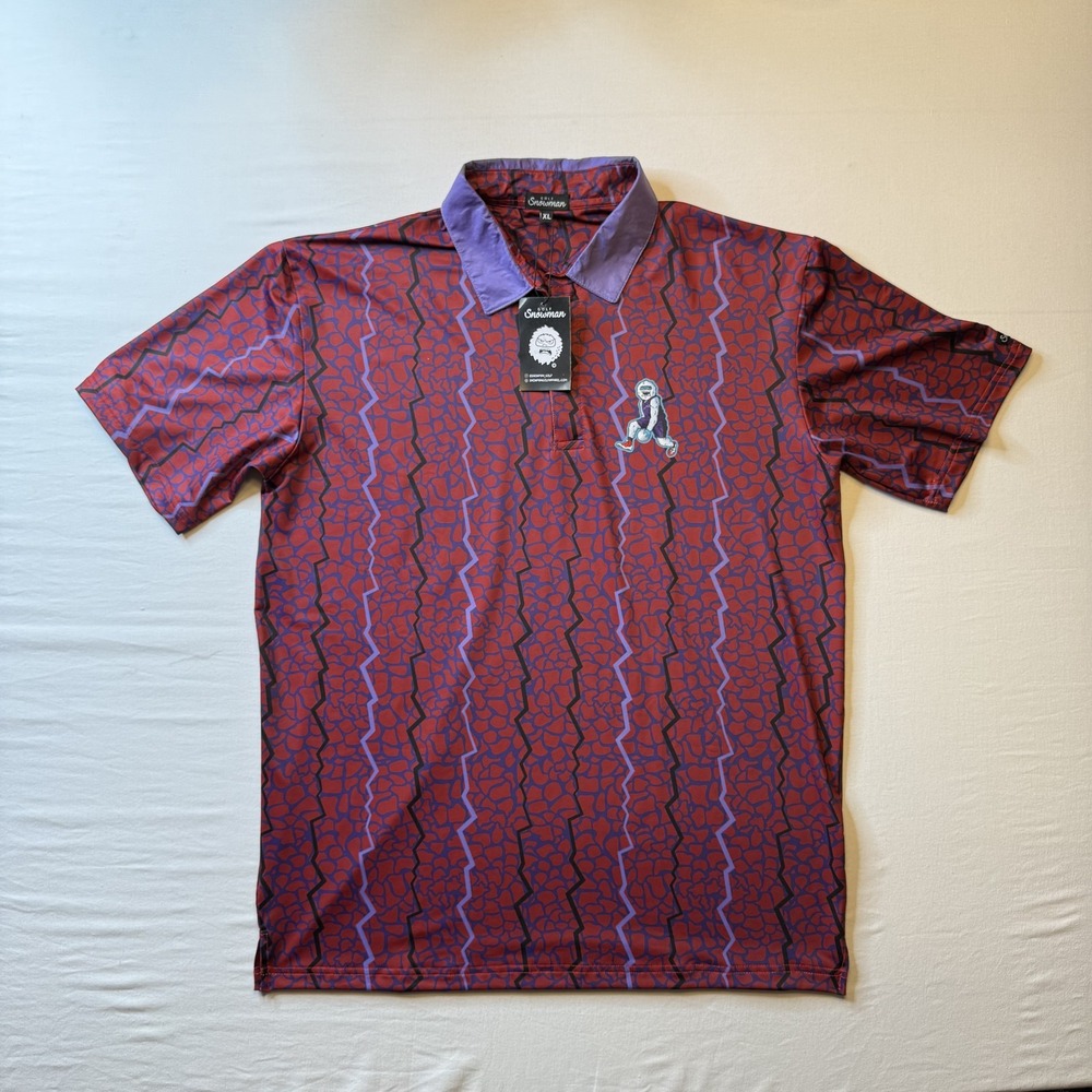 Golf Snowman Polo Shirt Mens‎ XL Crackle Pattern Basketball Yeti Graphic Novelty